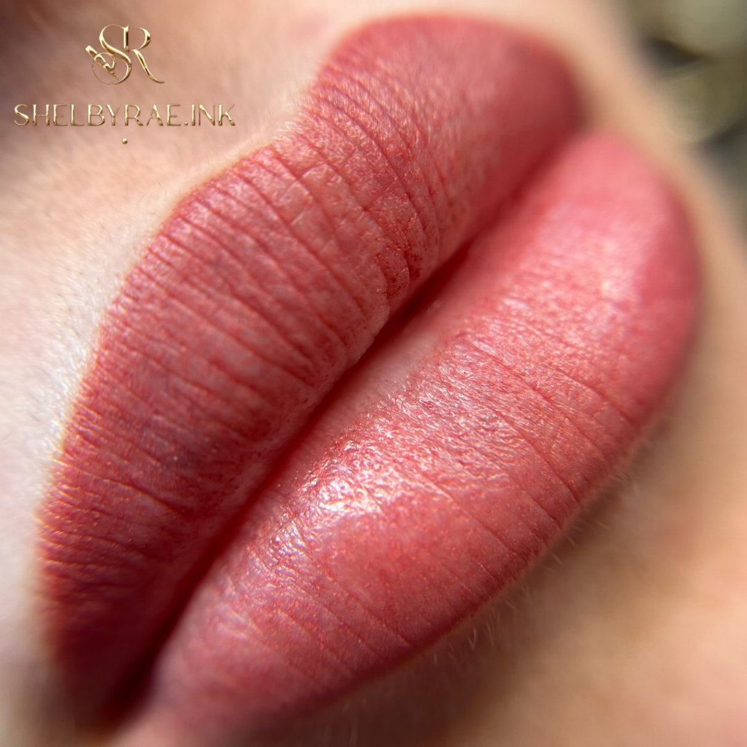 Soft, natural lip color that enhances your smile—custom lip blush at ShelbyRae.ink in Rocklin, CA.
