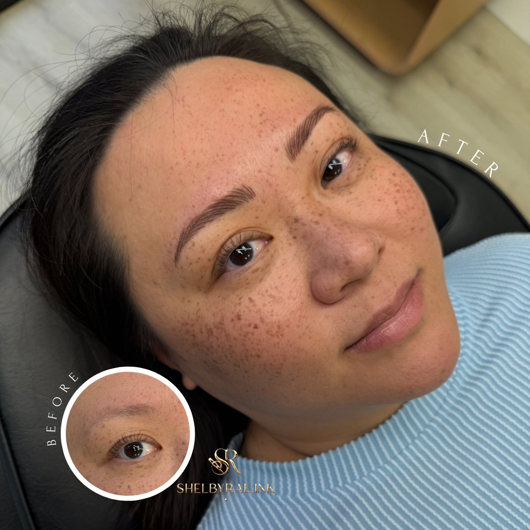 “Experience Nano Brows Fusion in our private, luxury studio at Shelbyrae.INK, Rocklin, CA. A perfect blend of hair strokes and shading for natural, long-lasting brows.”