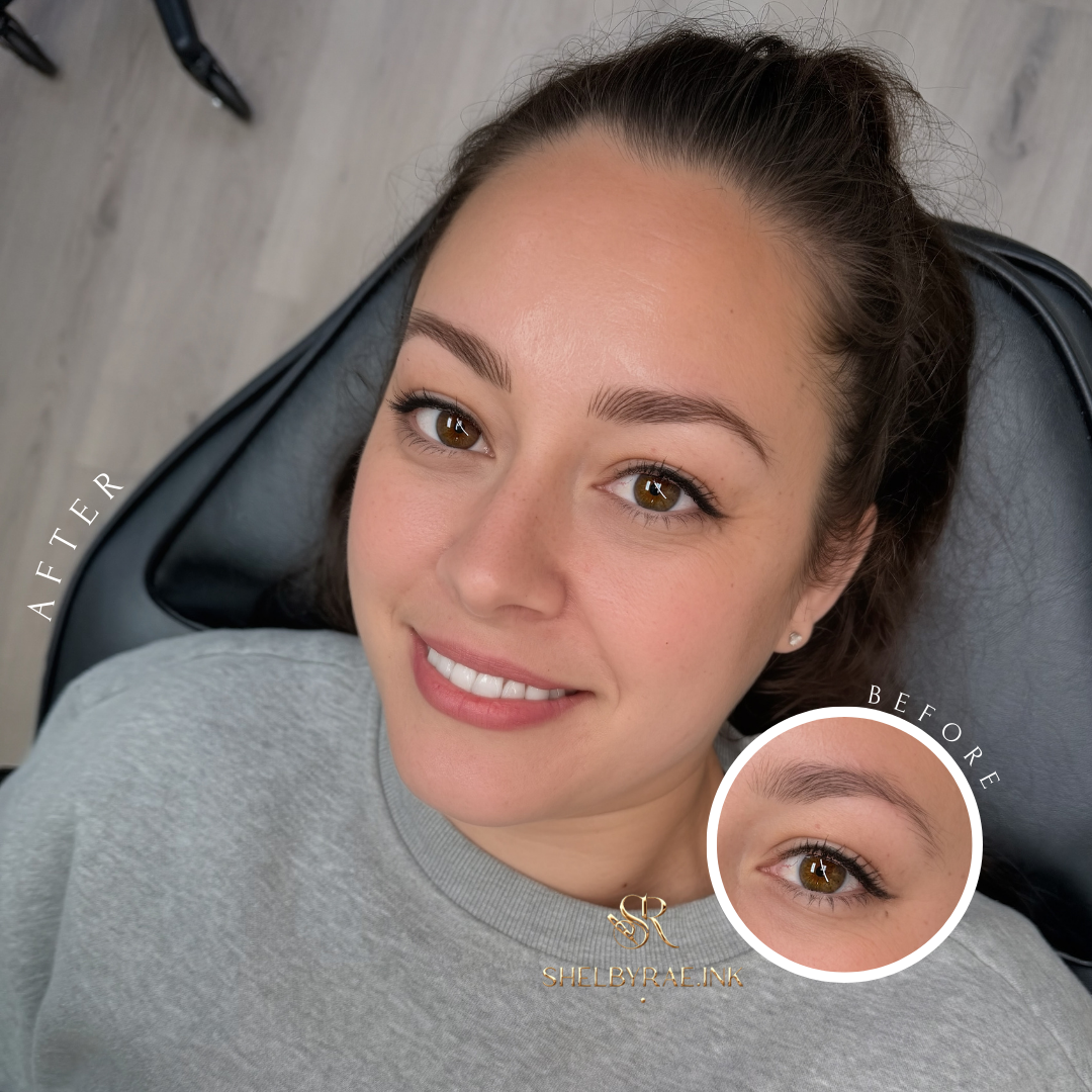 “Experience Nano Fusion Brows in our private, luxury studio at Shelbyrae.INK, Rocklin, CA. Expertly blended hair strokes and shading for natural, long-lasting brows.”